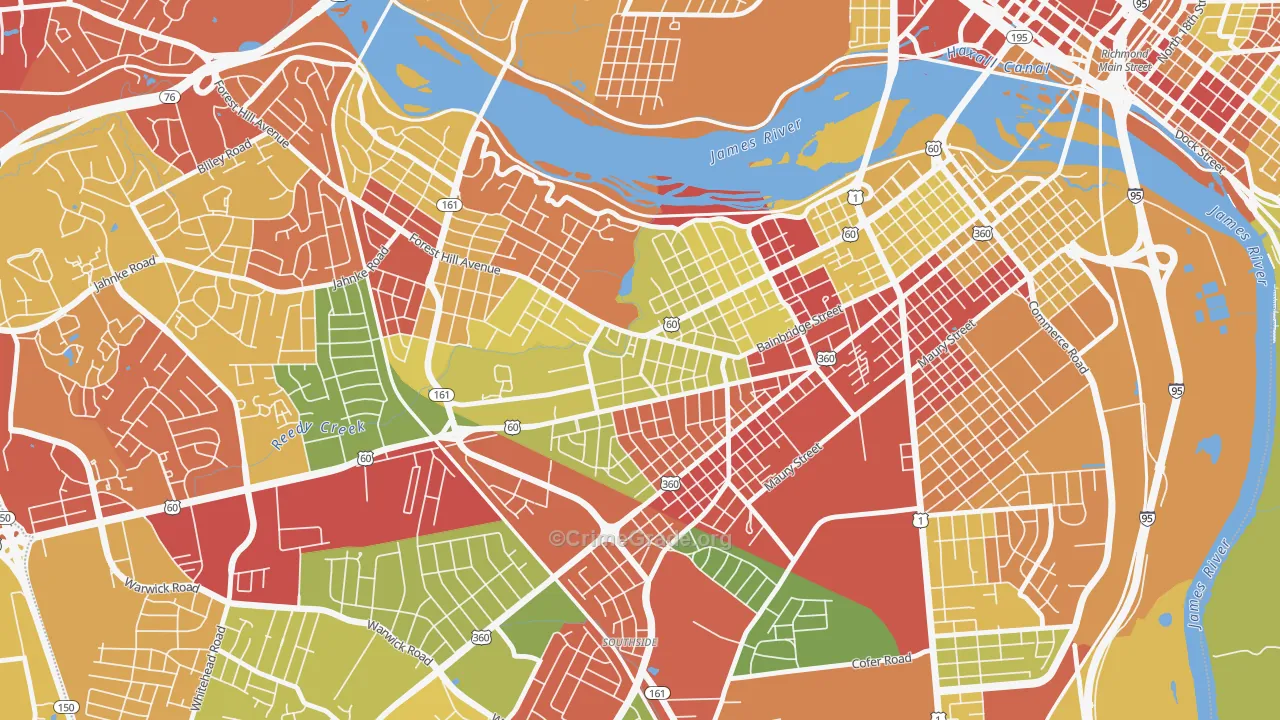 Reedy Creek, Richmond, VA Map of Drug-Related Crime Rates
