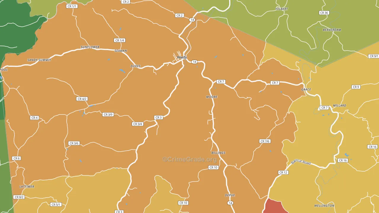 Reedy, WV Map of Drug-Related Crime Rates