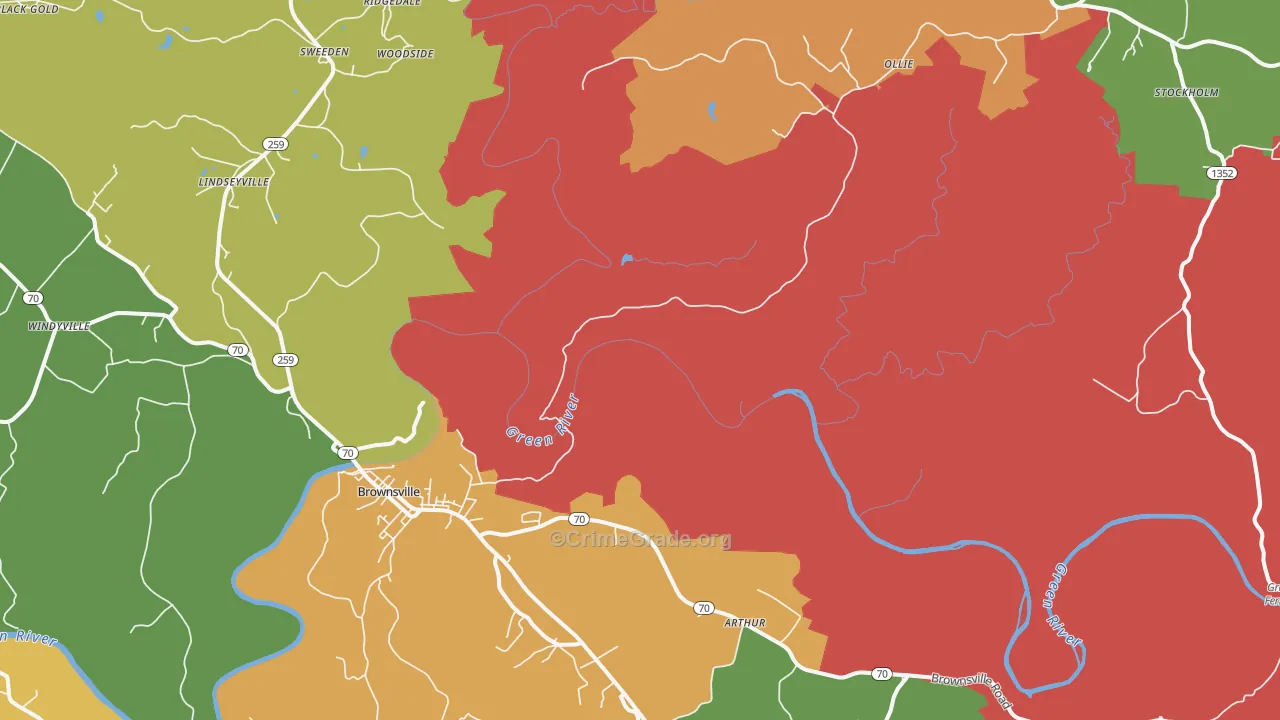 Reedyville, KY Map of Drug-Related Crime Rates