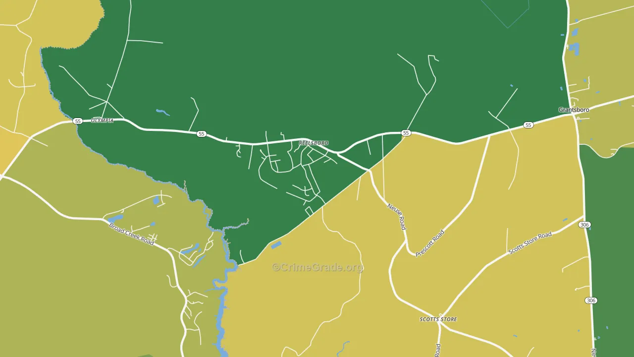 Reelsboro, NC Map of Drug-Related Crime Rates