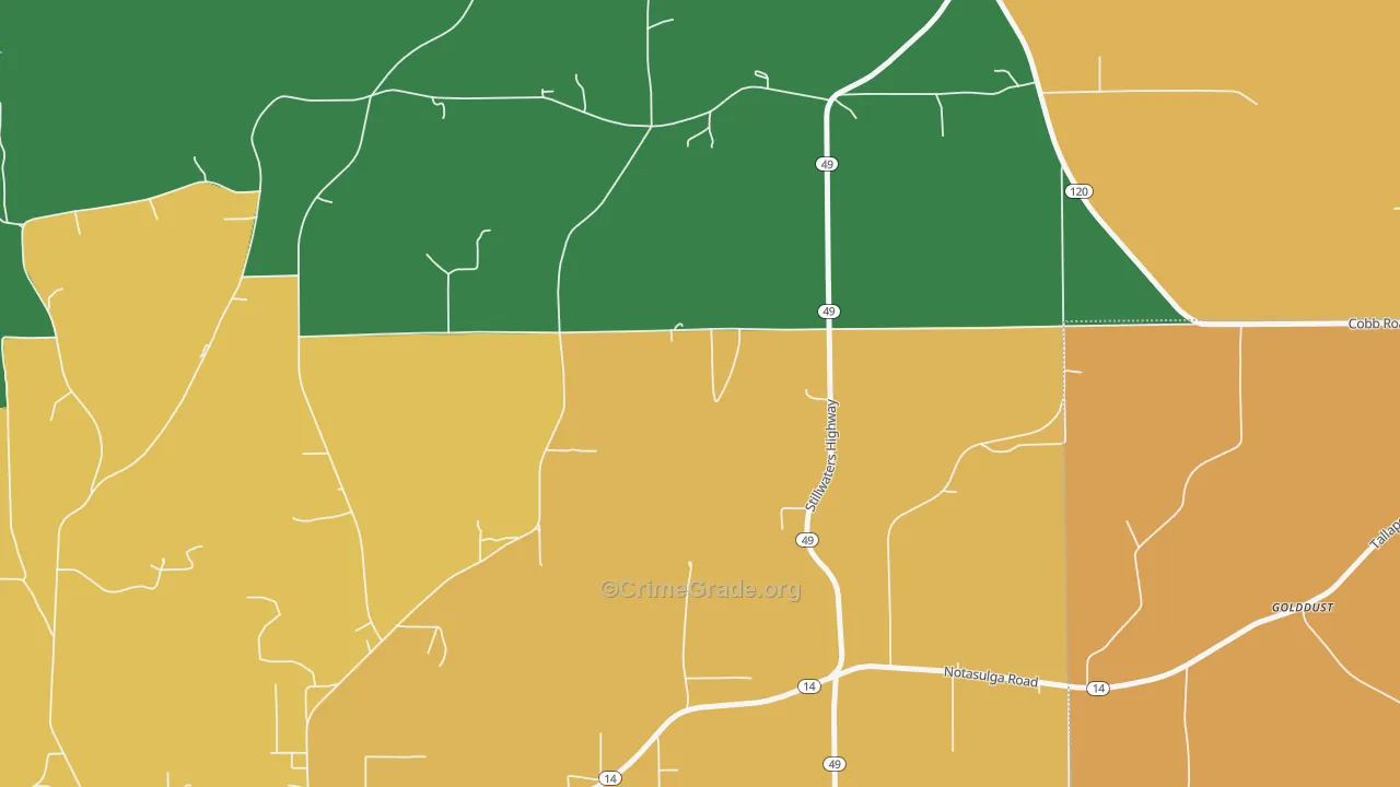 Reeltown, AL Map of Drug-Related Crime Rates