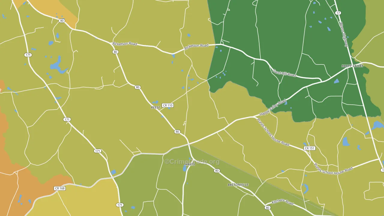 Reese, GA Map of Drug-Related Crime Rates