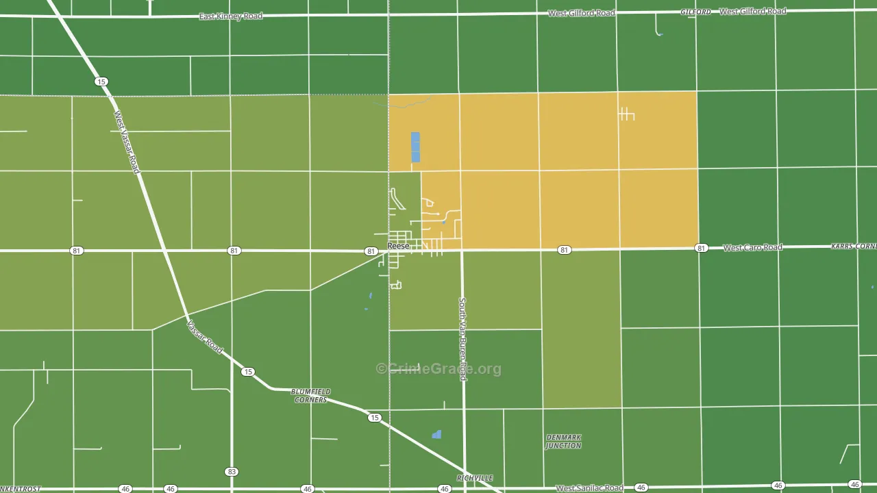 Reese, MI Map of Drug-Related Crime Rates