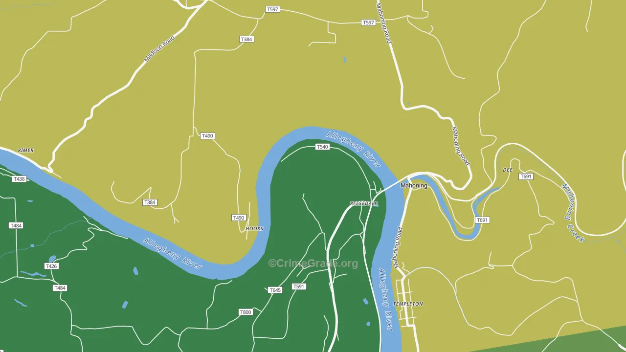 Reesedale, PA Map of Drug-Related Crime Rates