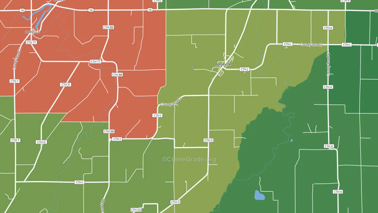 Reeseville, WI Map of Drug-Related Crime Rates