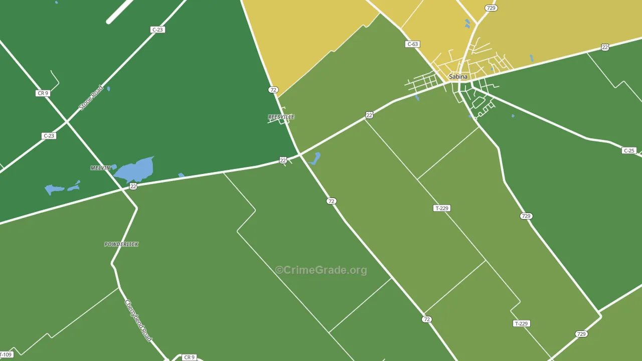 Reesville, OH Map of Drug-Related Crime Rates