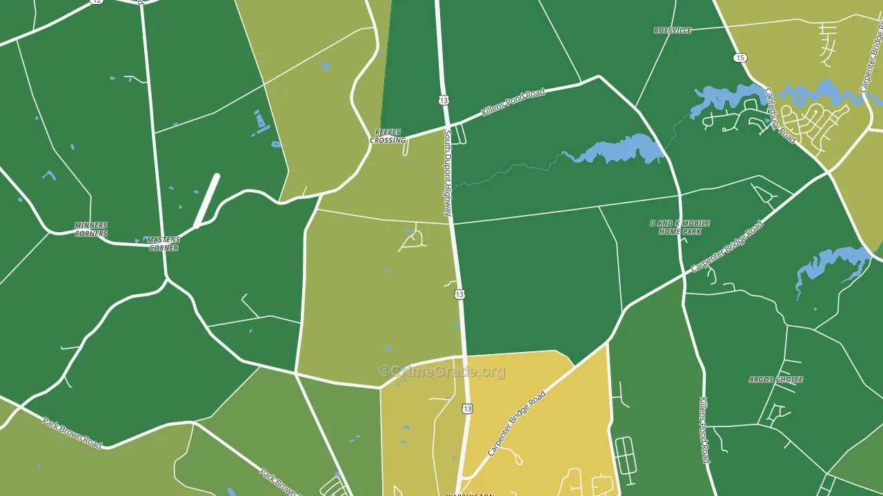 Reeves Crossing, DE Map of Drug-Related Crime Rates