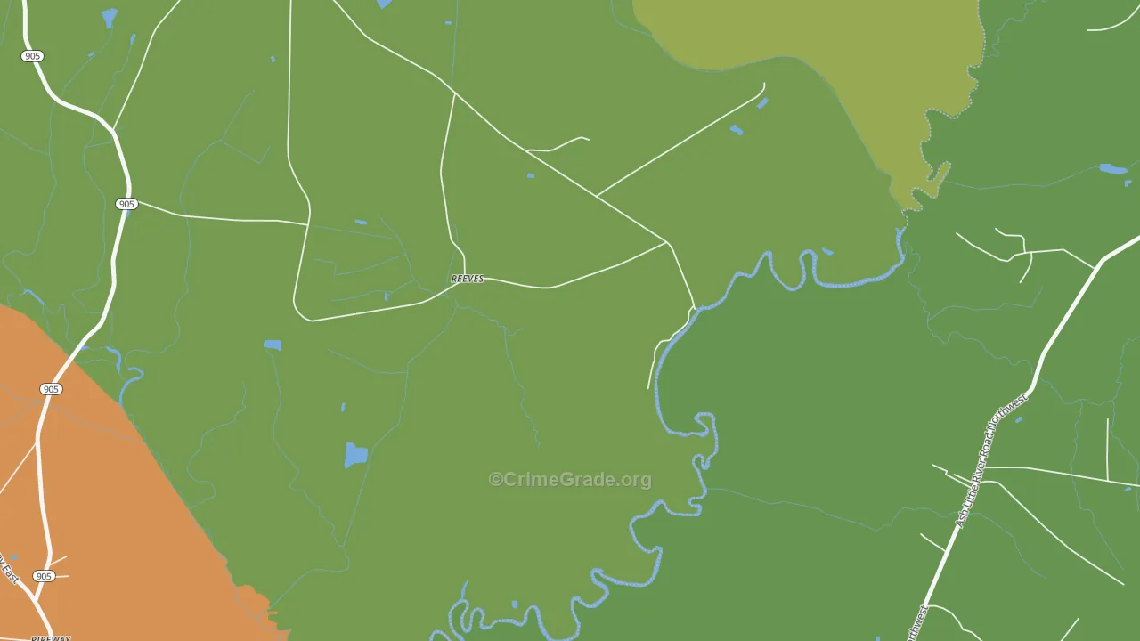 Reeves, NC Map of Drug-Related Crime Rates