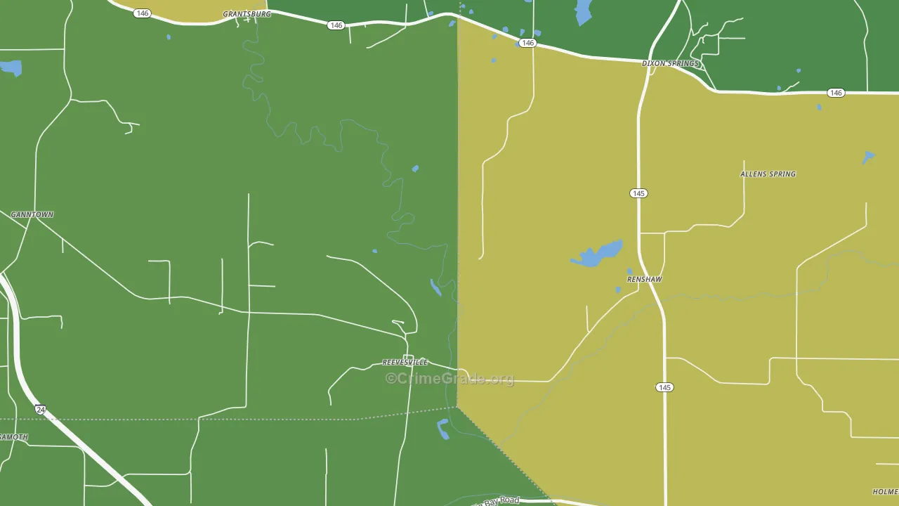 Reevesville, IL Map of Drug-Related Crime Rates