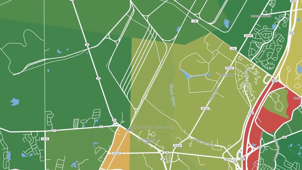 Reevytown, NJ Map of Drug-Related Crime Rates