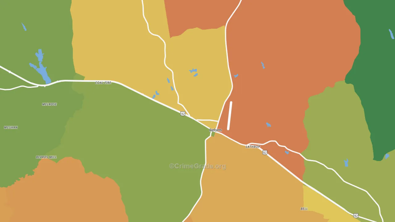 Reform, AL Map of Drug-Related Crime Rates