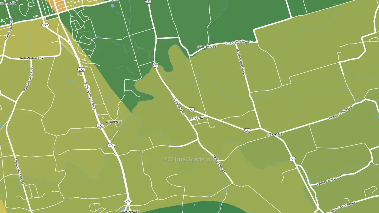 Refton, PA Map of Drug-Related Crime Rates
