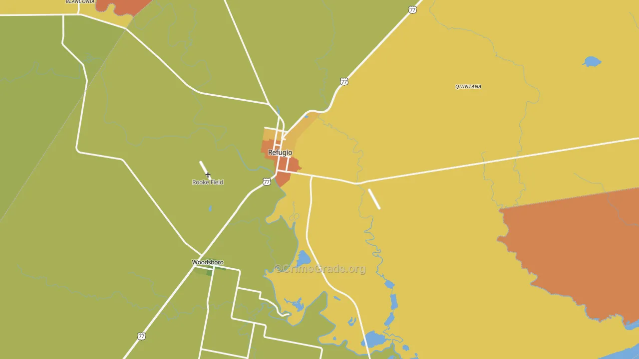 Refugio County, TX Map of Drug-Related Crime Rates