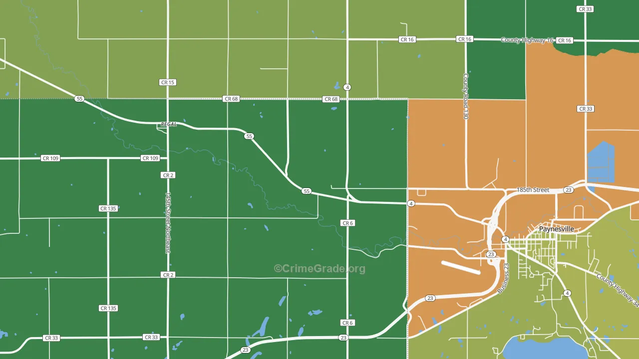 Regal, MN Map of Drug-Related Crime Rates