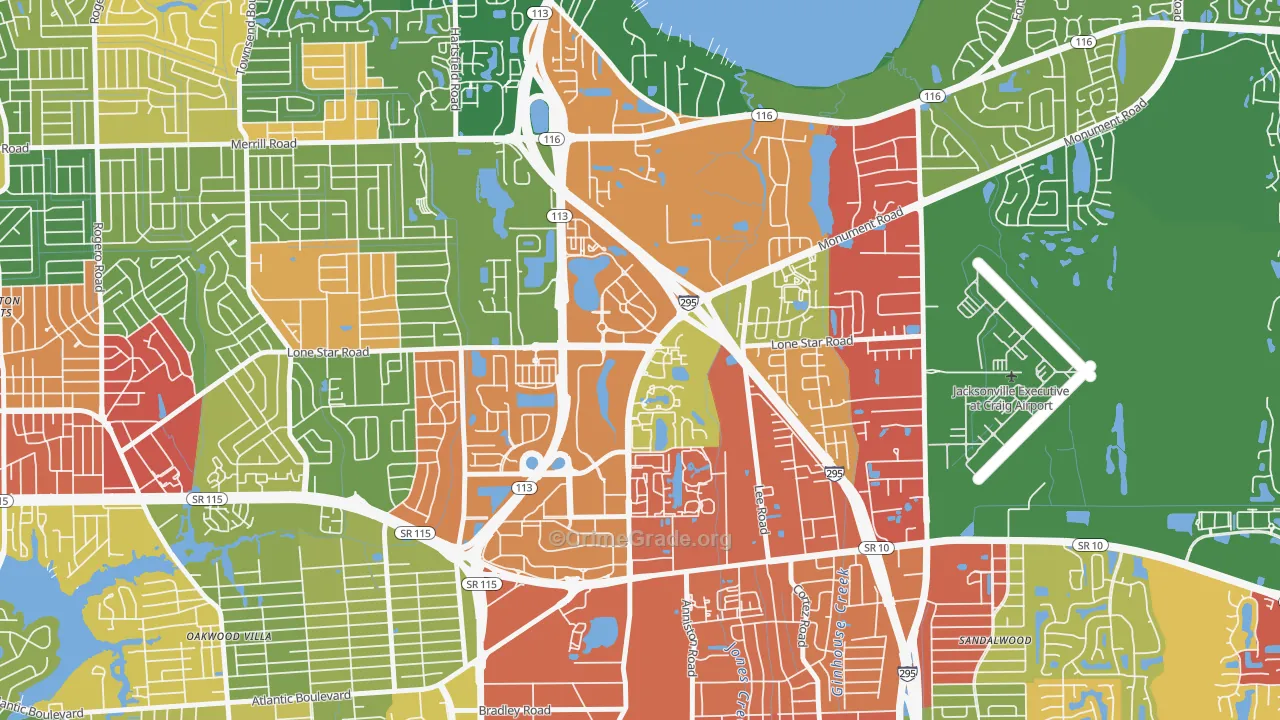 Regency, Jacksonville, FL Map of Drug-Related Crime Rates
