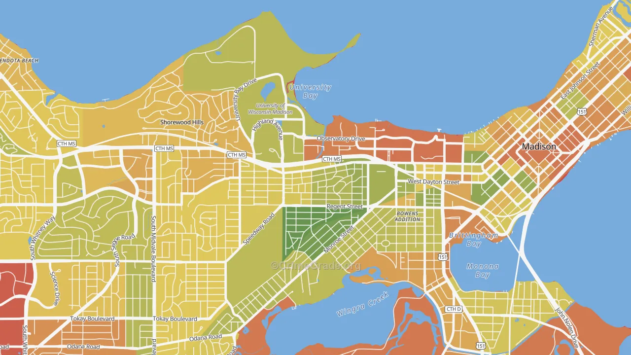 Regent, Madison, WI Map of Drug-Related Crime Rates