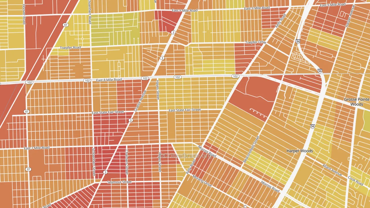 Regent Park, Detroit, MI Map of Drug-Related Crime Rates
