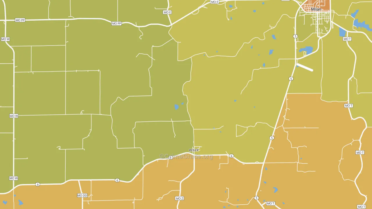 Reger, MO Map of Drug-Related Crime Rates