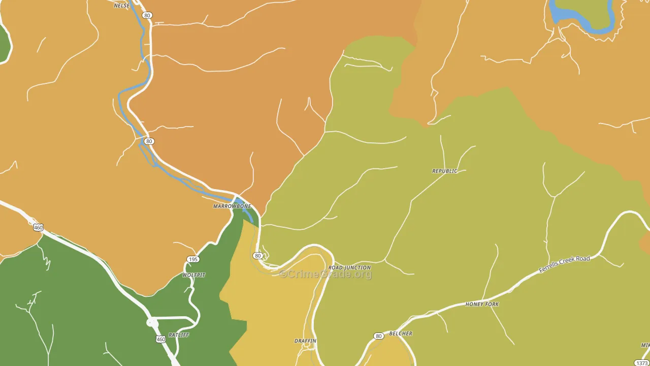 Regina, KY Map of Drug-Related Crime Rates