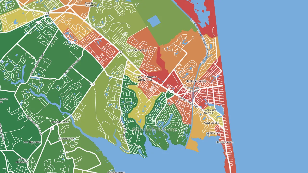 Rehoboth Beach, DE Map of Drug-Related Crime Rates