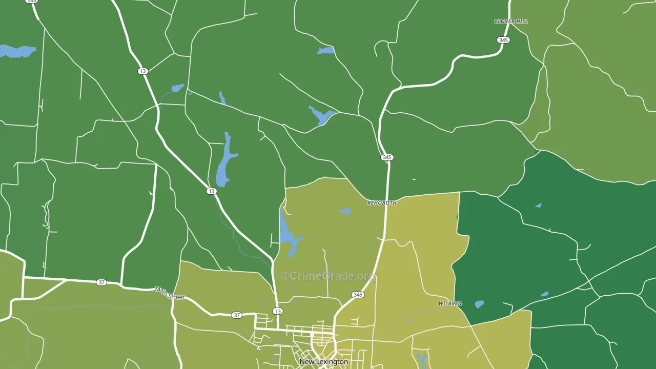 Rehoboth, OH Map of Drug-Related Crime Rates