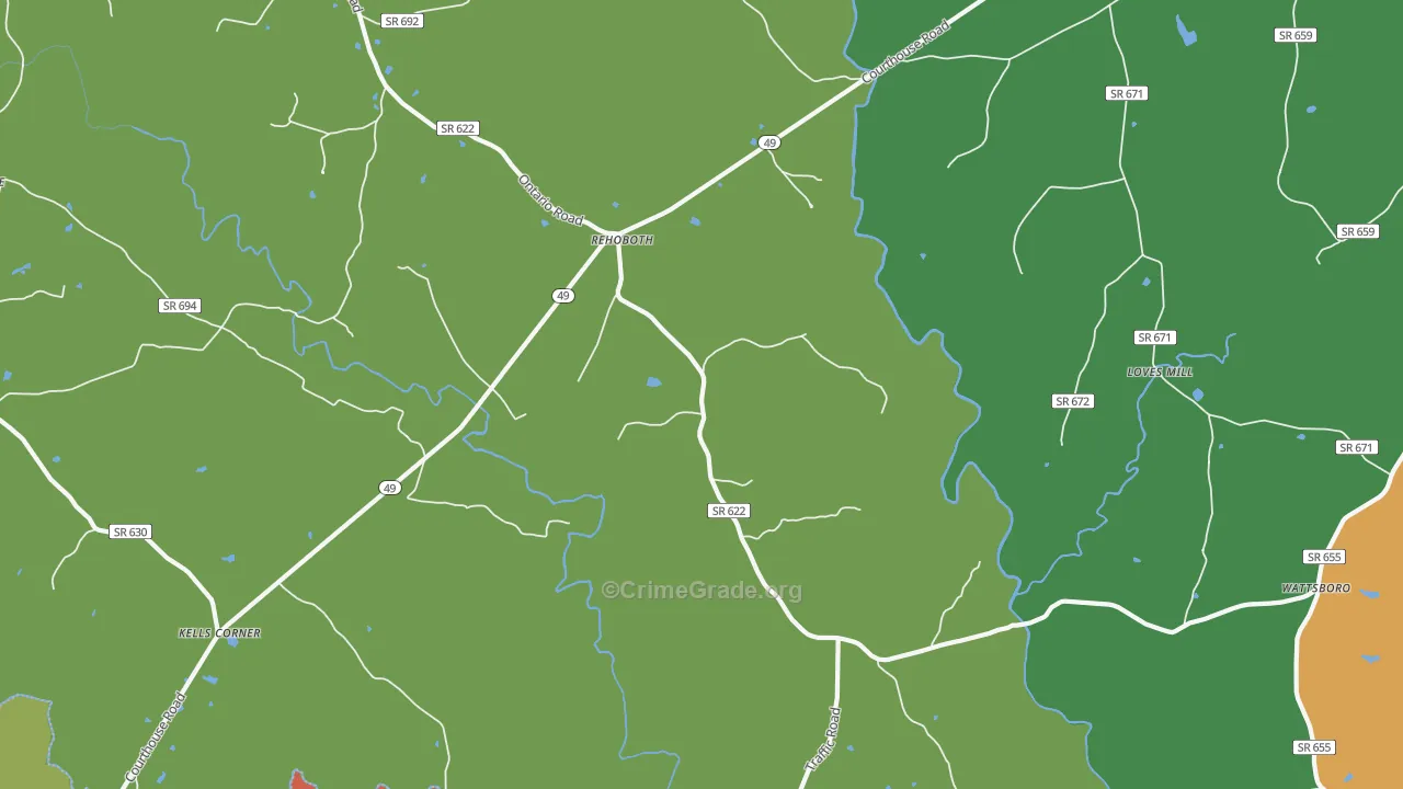 Rehoboth, VA Map of Drug-Related Crime Rates