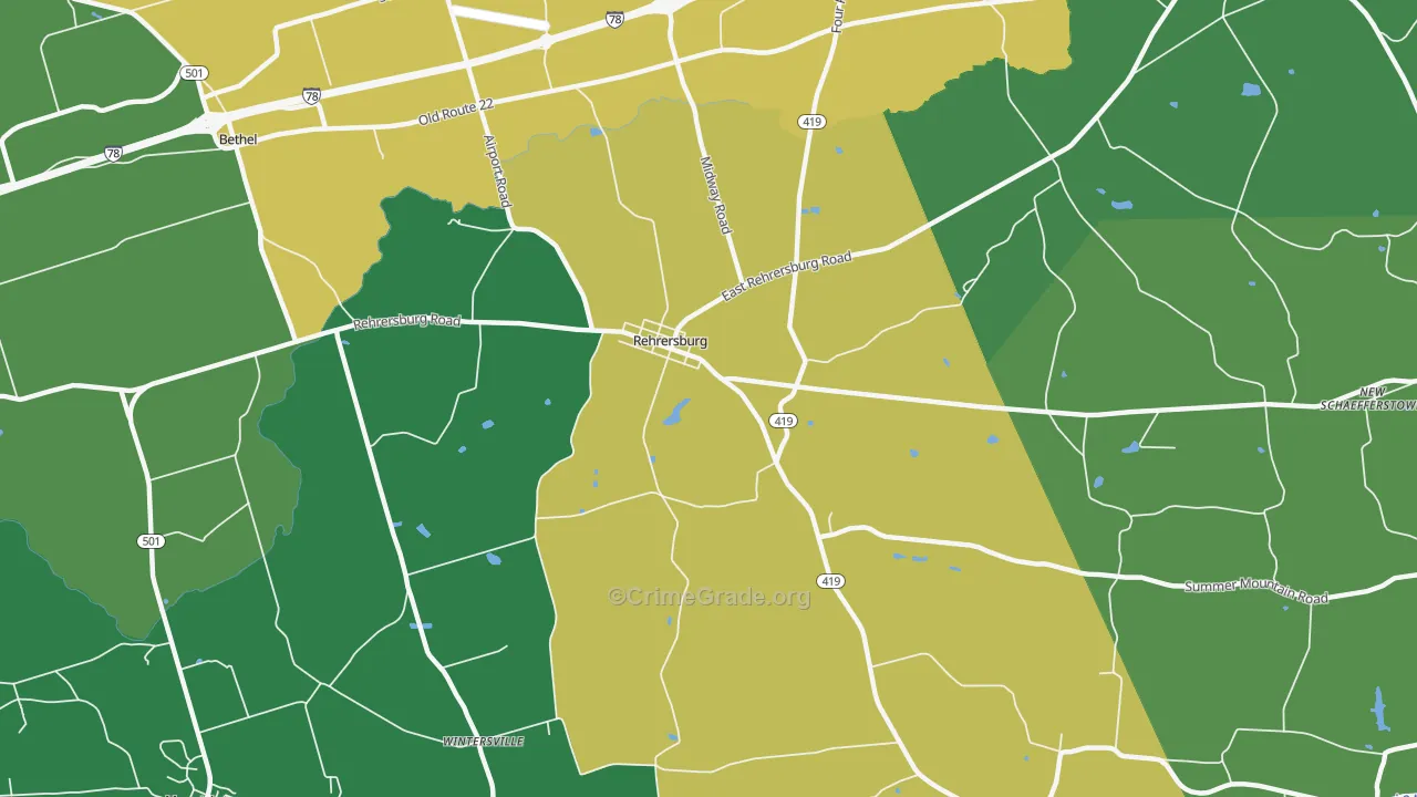 Rehrersburg, PA Map of Drug-Related Crime Rates
