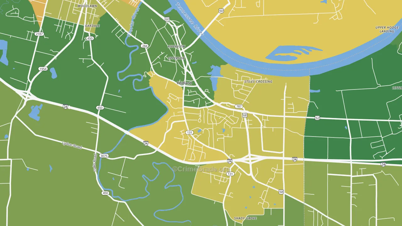 Reidland, KY Map of Drug-Related Crime Rates