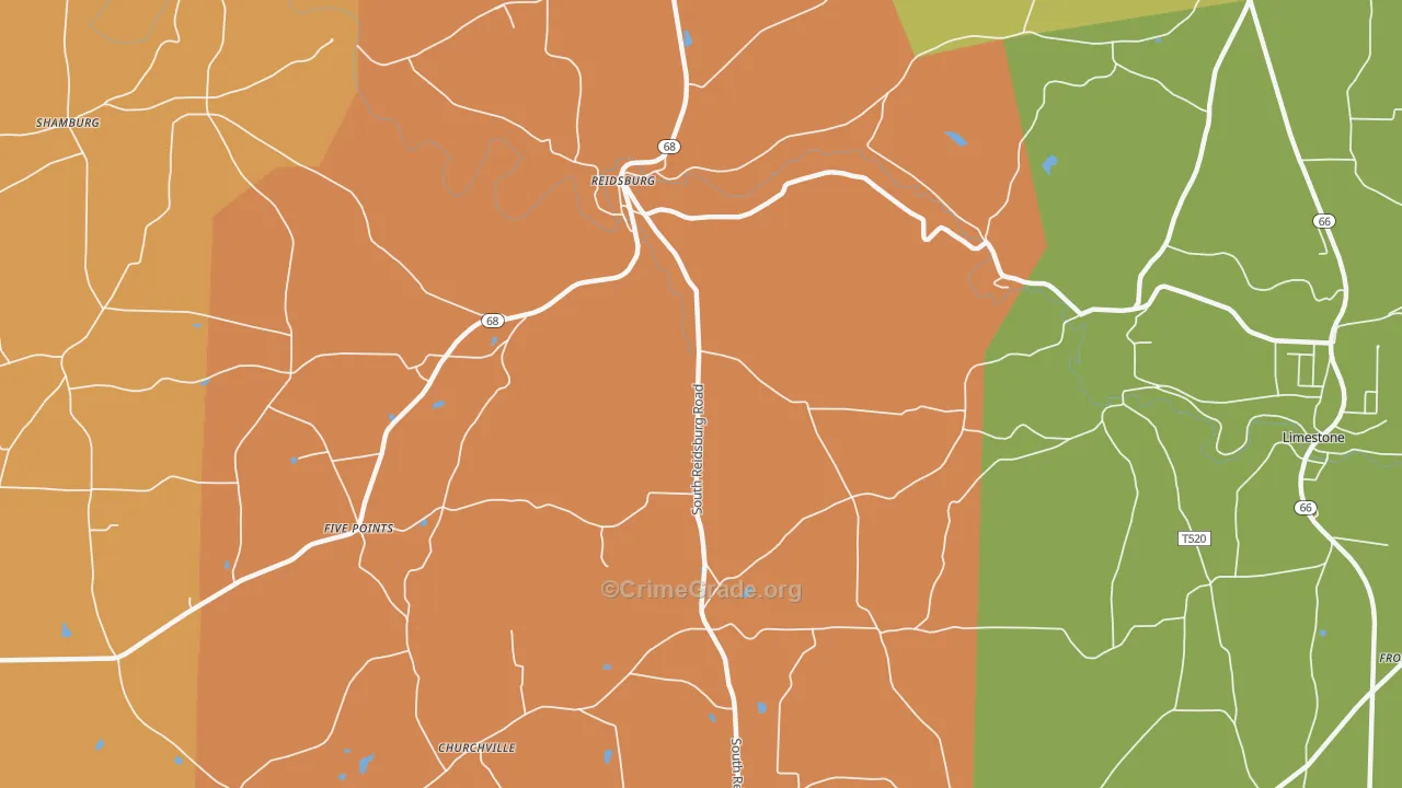 Reidsburg, PA Map of Drug-Related Crime Rates
