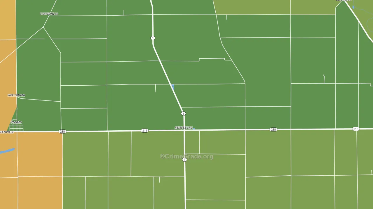 Reiffsburg, IN Map of Drug-Related Crime Rates