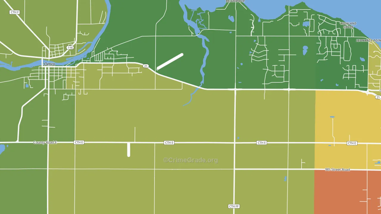 Reighmoor, WI Map of Drug-Related Crime Rates