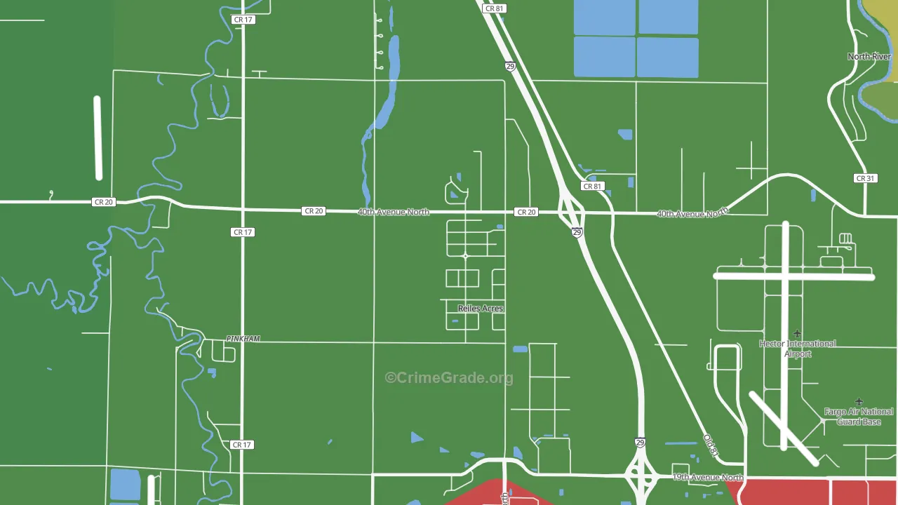 Reiles Acres, ND Map of Drug-Related Crime Rates