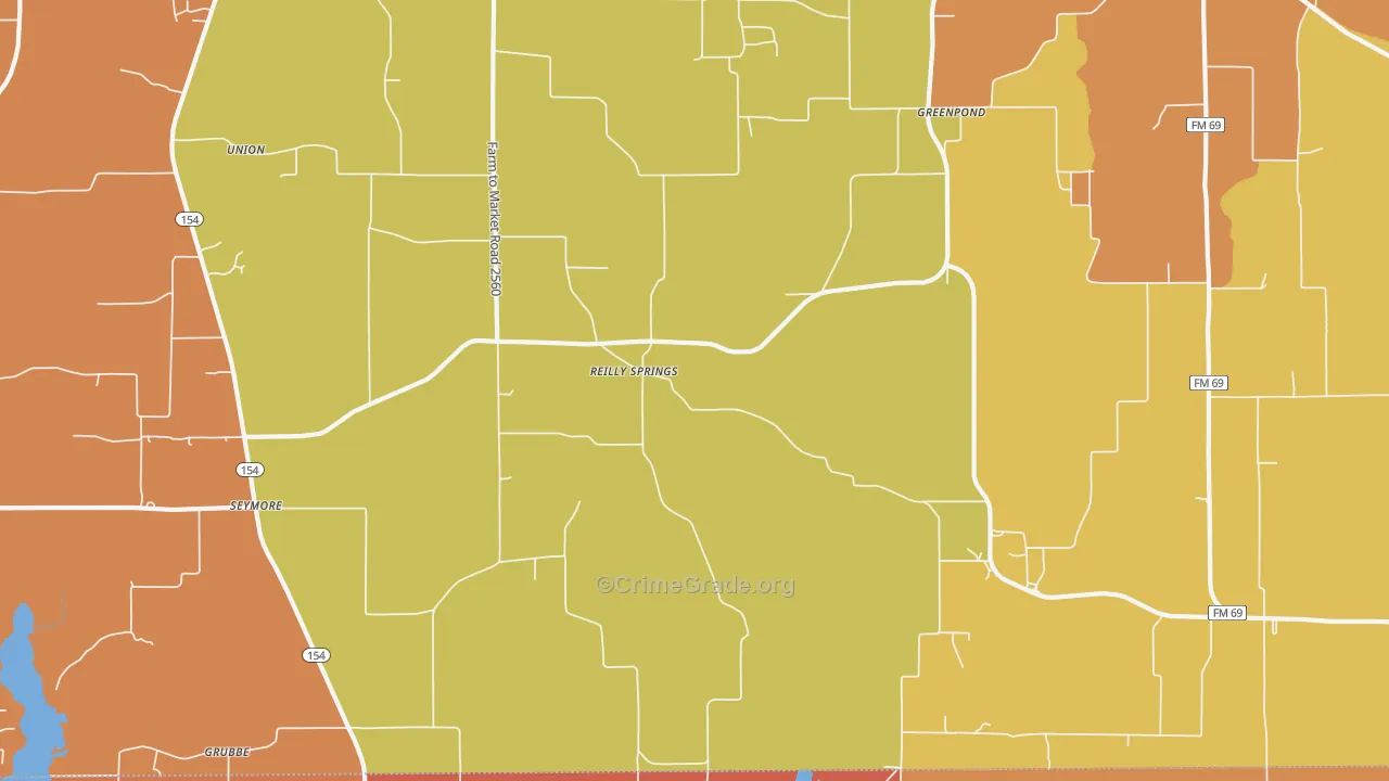 Reilly Springs, TX Map of Drug-Related Crime Rates