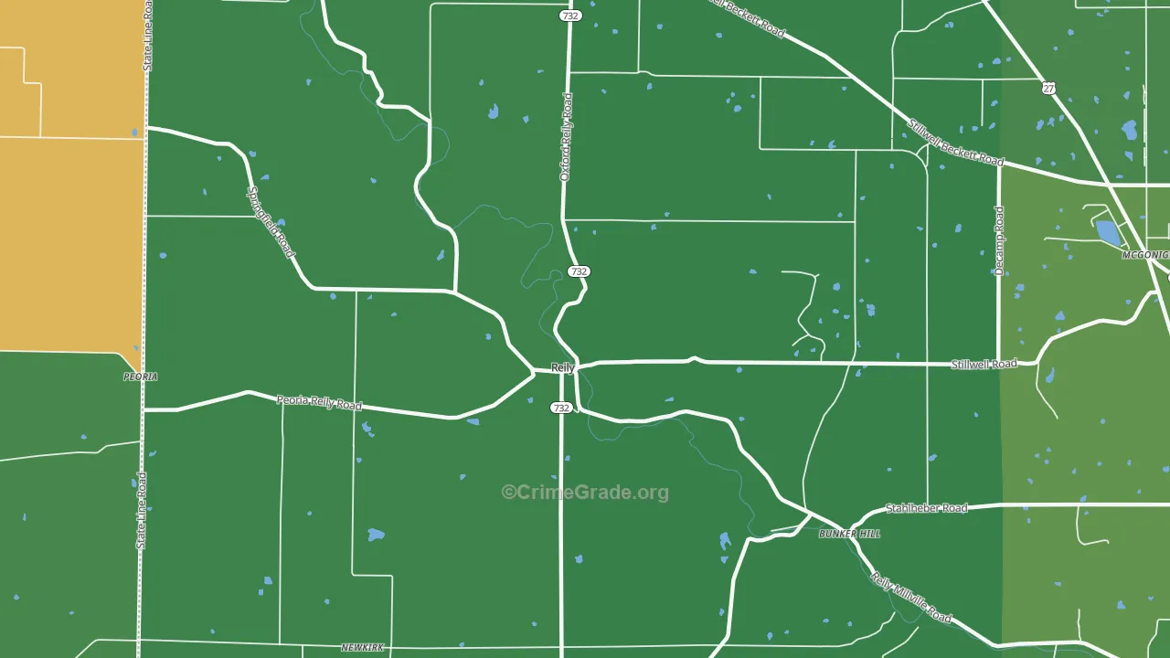 Reily, OH Map of Drug-Related Crime Rates