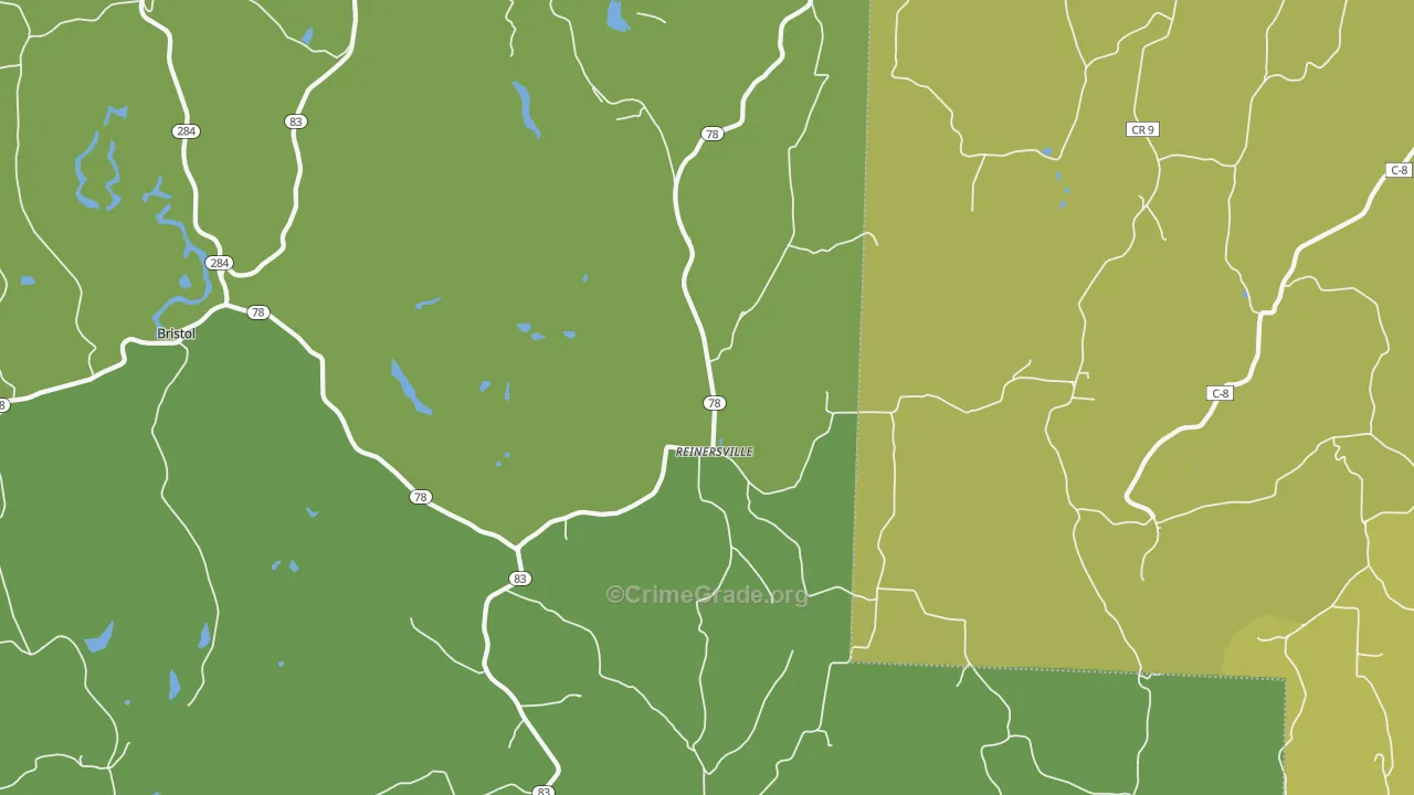 Reinersville, OH Map of Drug-Related Crime Rates