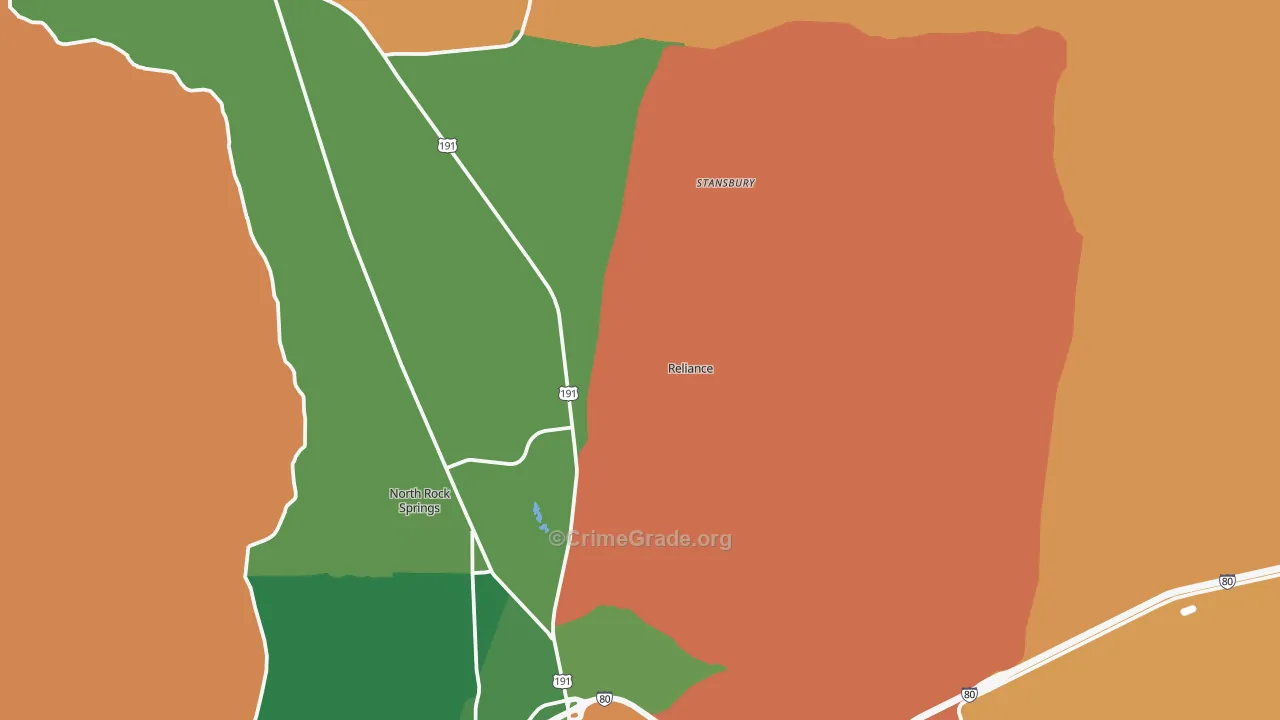 Reliance, WY Map of Drug-Related Crime Rates