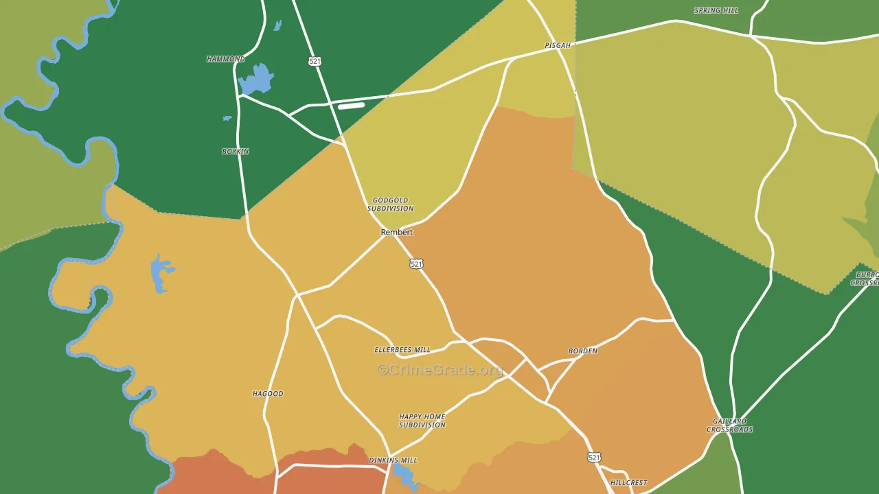 Rembert, SC Map of Drug-Related Crime Rates