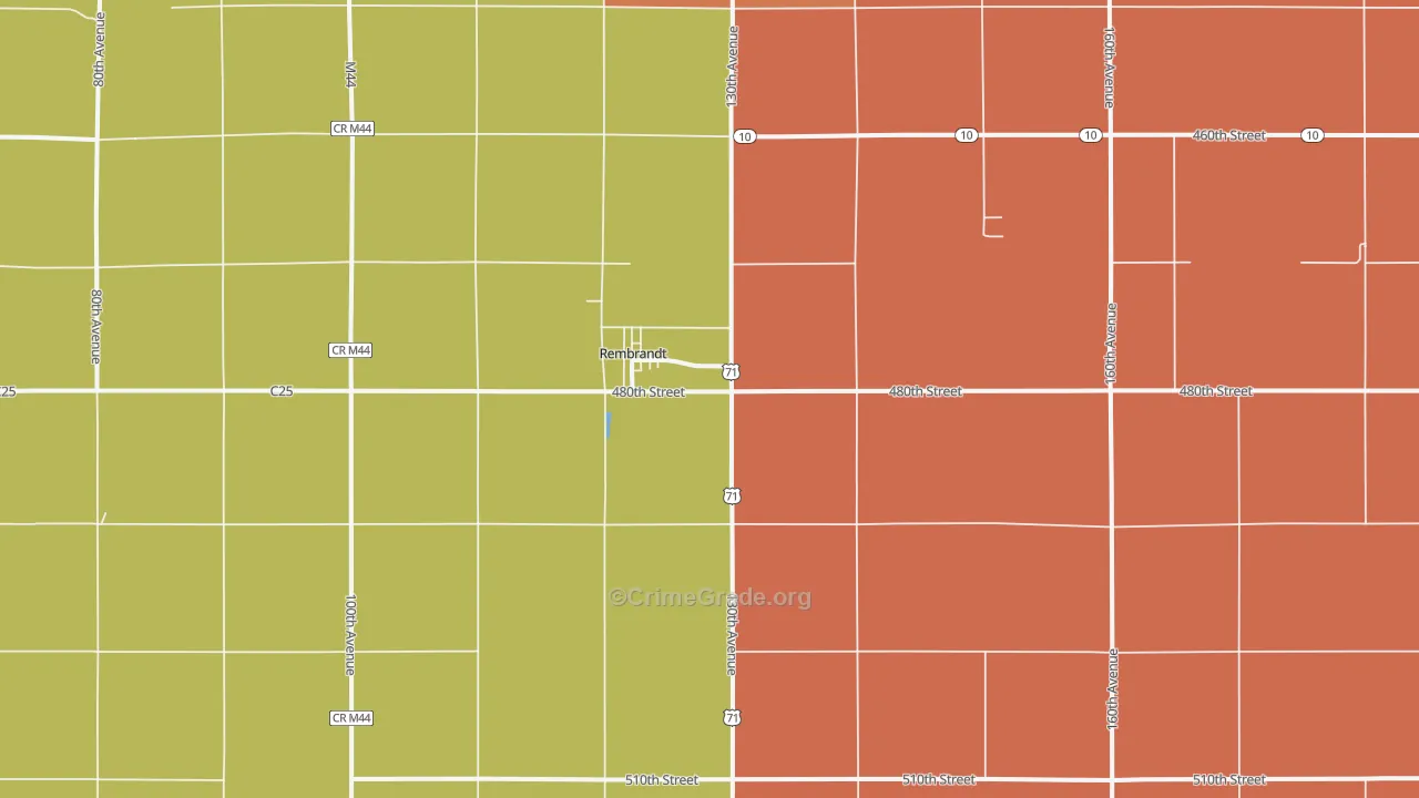 Rembrandt, IA Map of Drug-Related Crime Rates