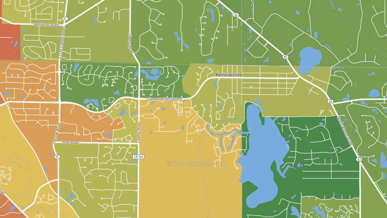 Reminderville, OH Map of Drug-Related Crime Rates