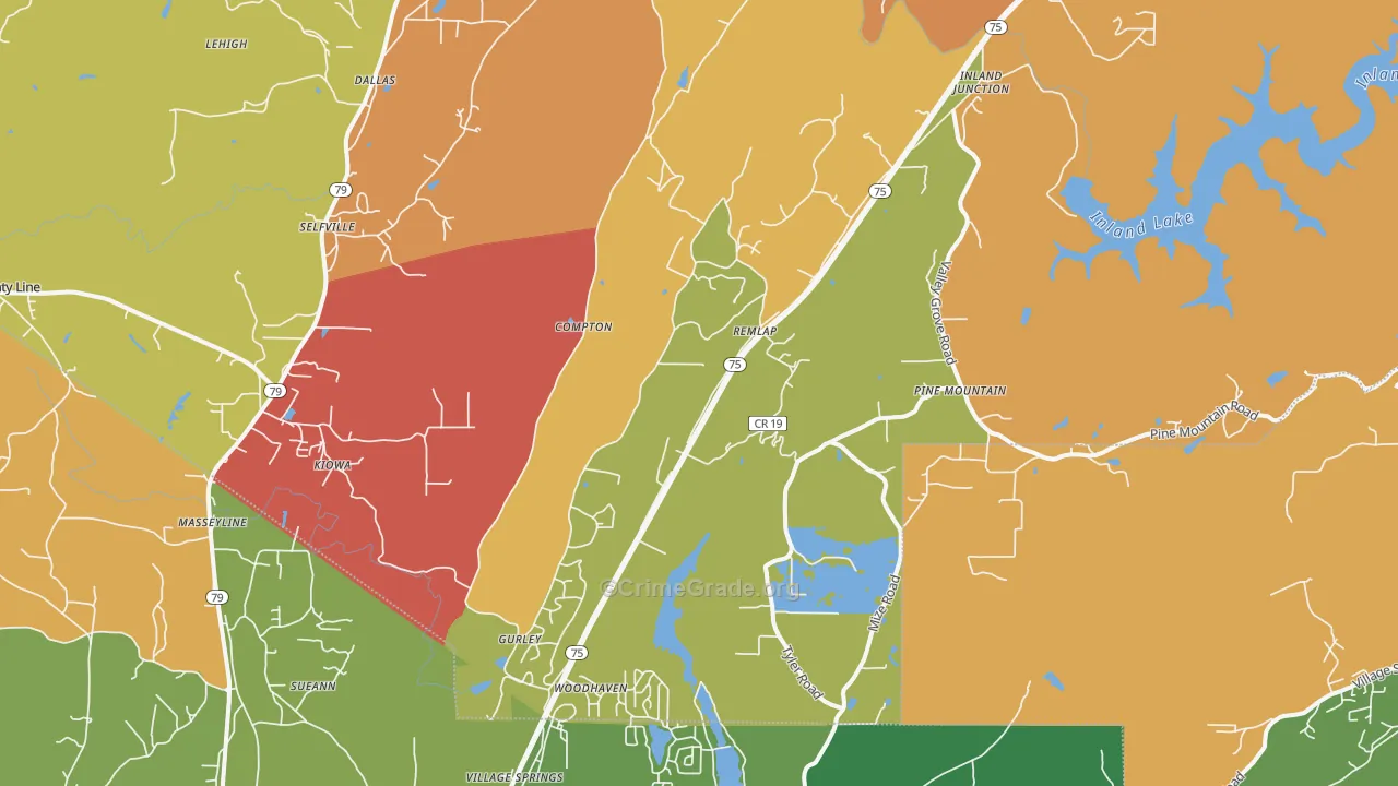 Remlap, AL Map of Drug-Related Crime Rates