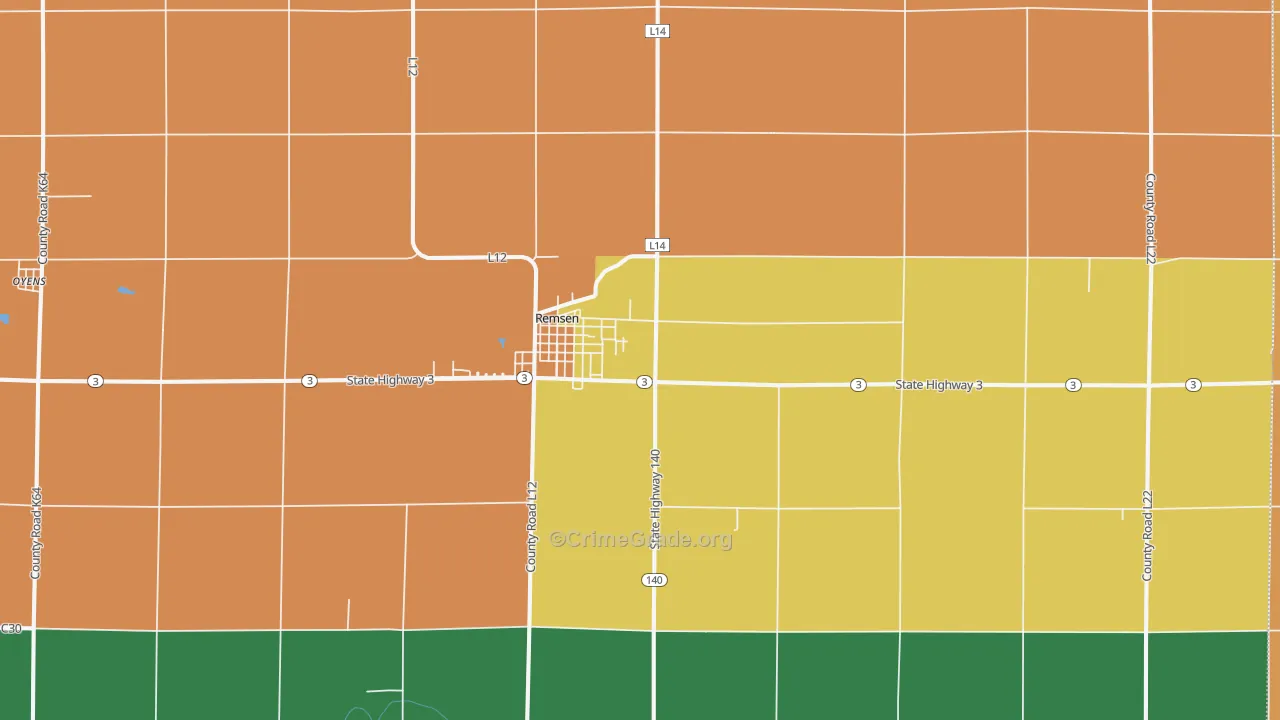 Remsen, IA Map of Drug-Related Crime Rates