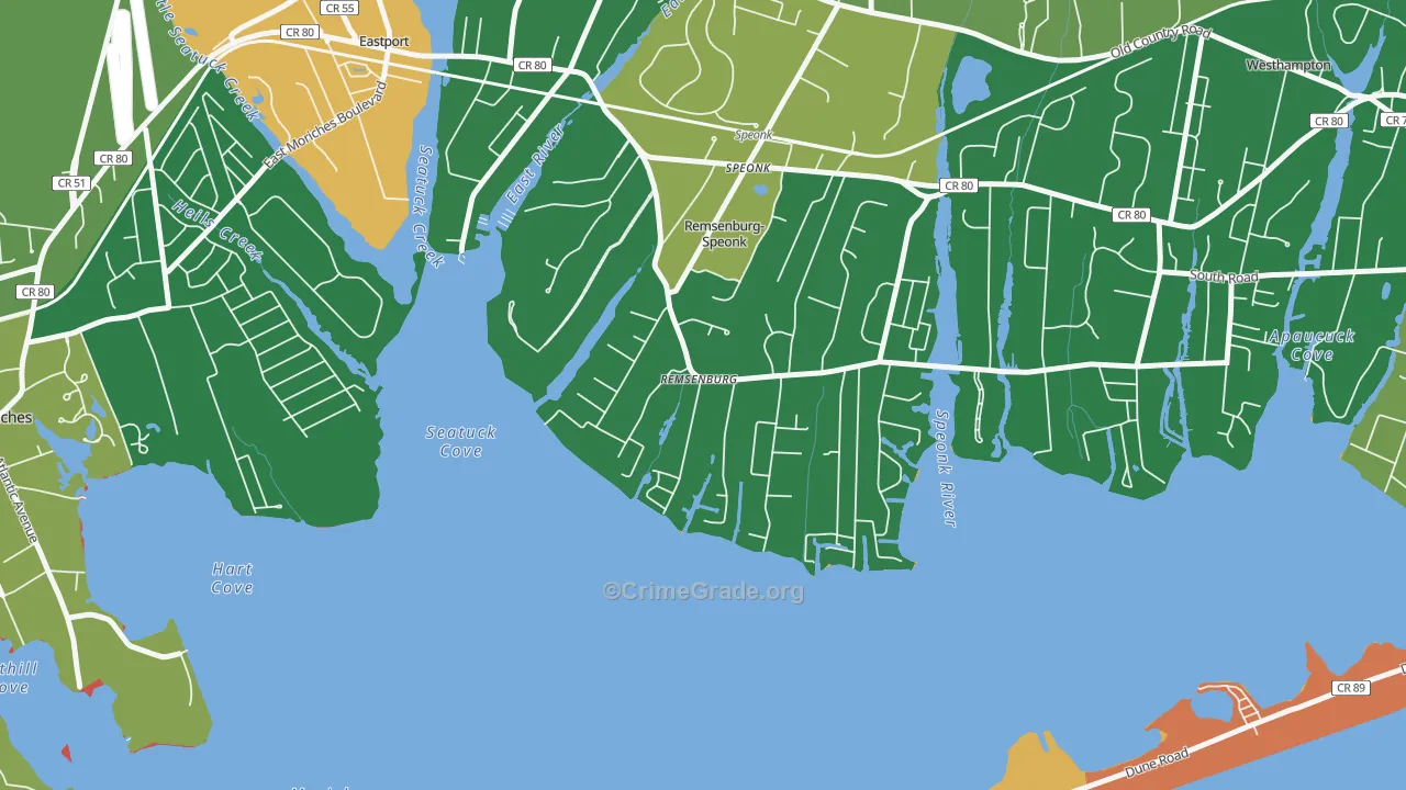 Remsenburg, NY Map of Drug-Related Crime Rates