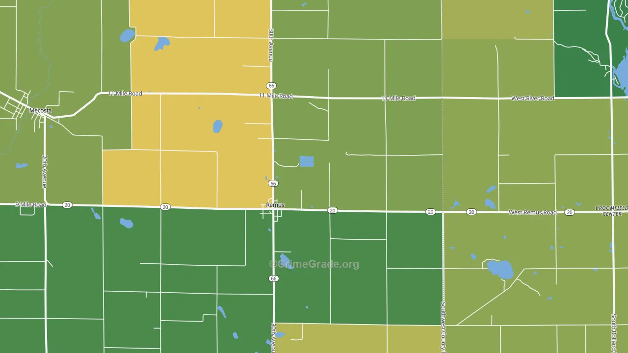 Remus, MI Map of Drug-Related Crime Rates