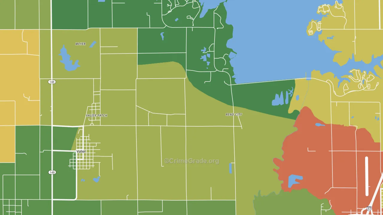 Rend City, IL Map of Drug-Related Crime Rates