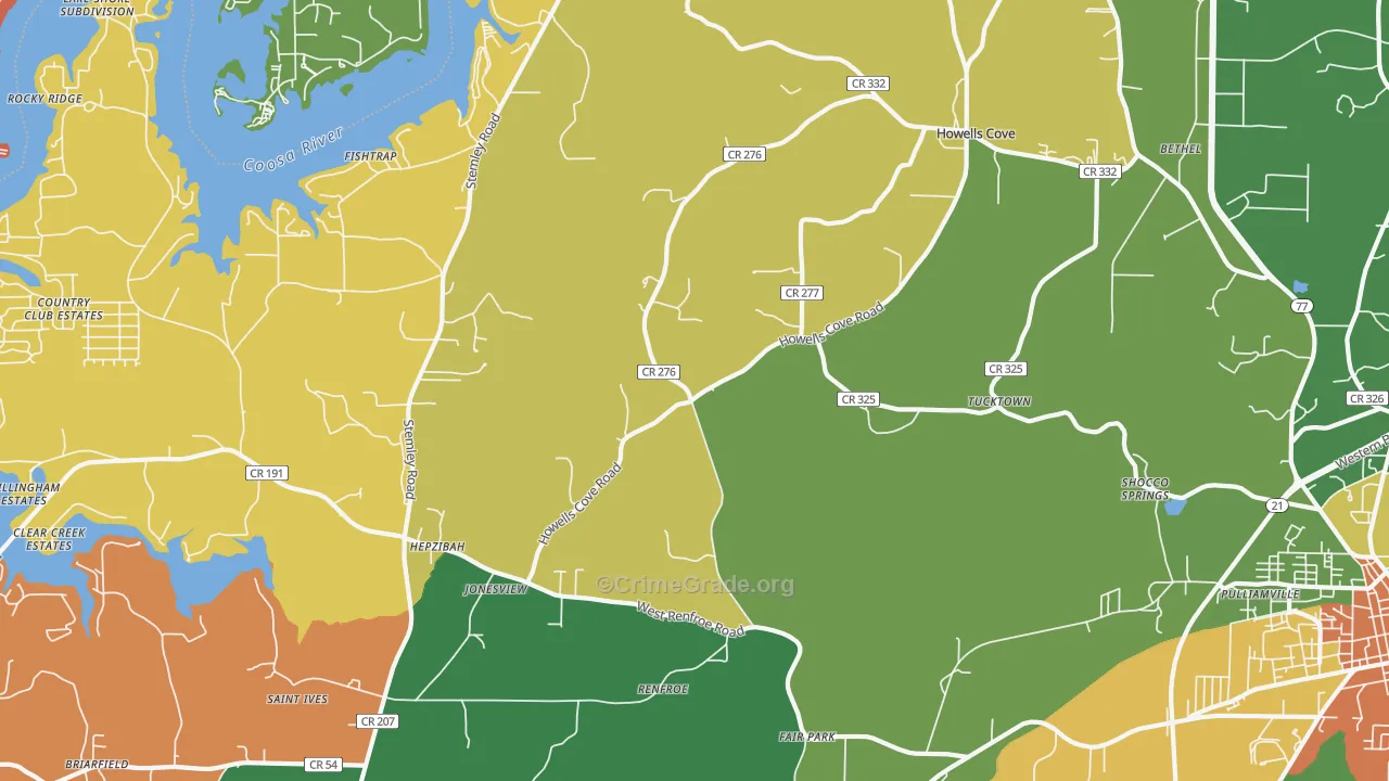 Renfroe, AL Map of Drug-Related Crime Rates