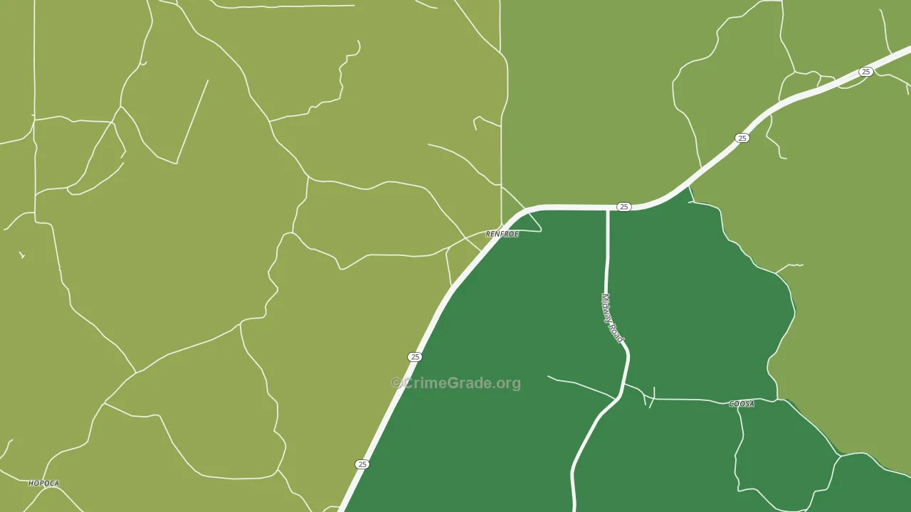 Renfroe, MS Map of Drug-Related Crime Rates