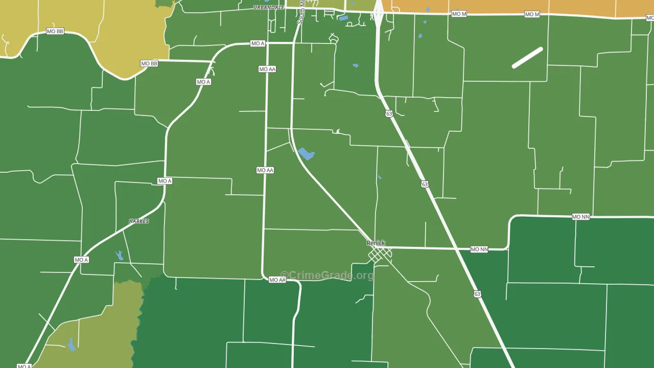 Renick, MO Map of Drug-Related Crime Rates