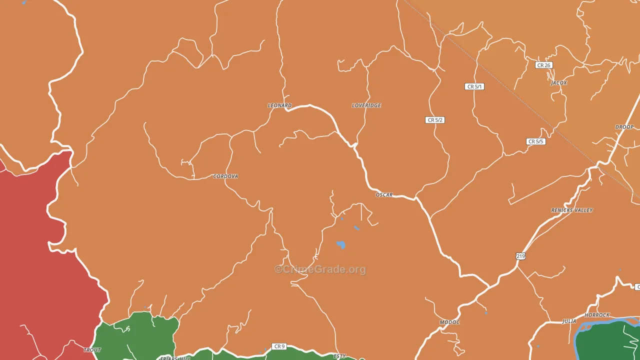 Renick, WV Map of Drug-Related Crime Rates