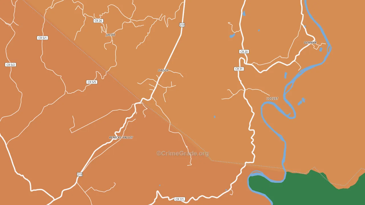 Renicks Valley, WV Map of Drug-Related Crime Rates