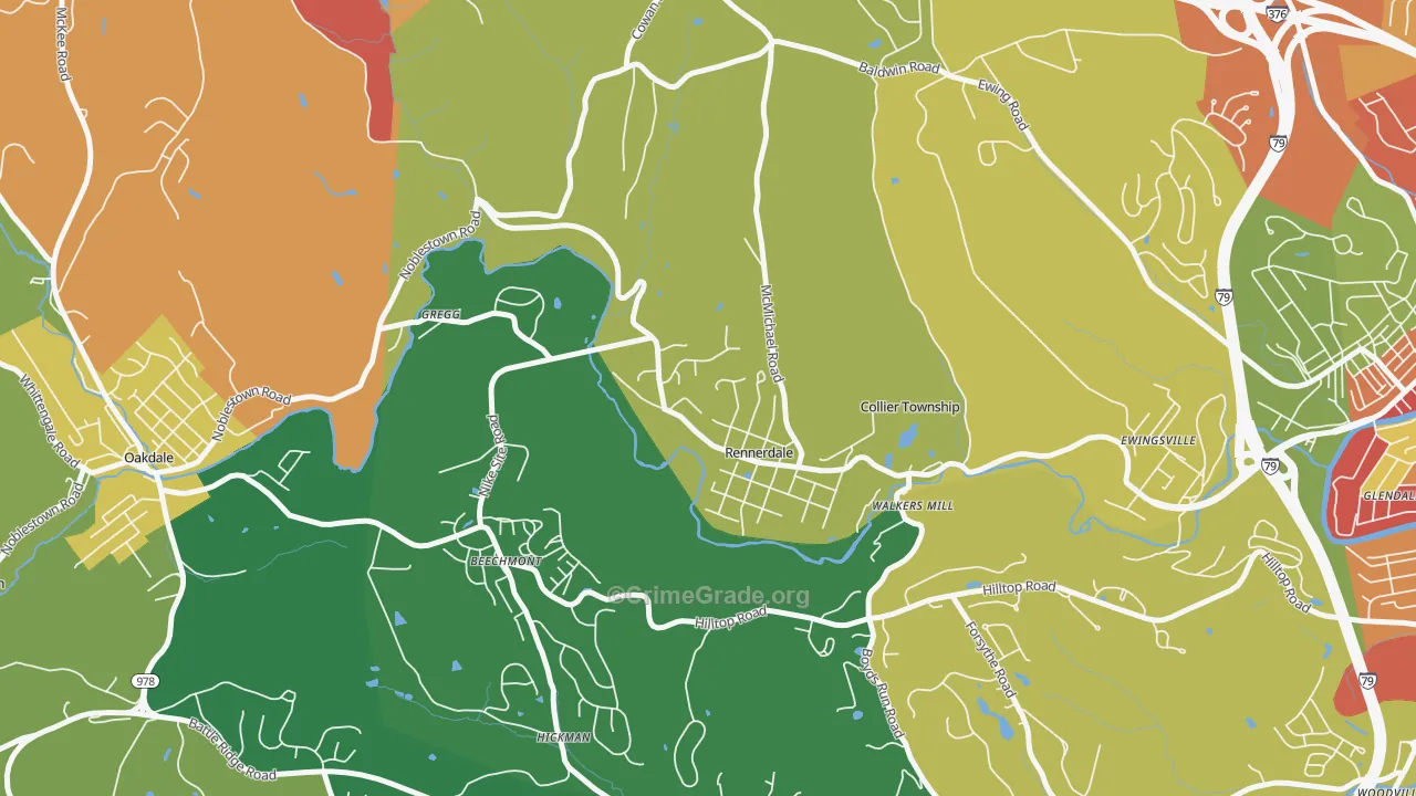 Rennerdale, PA Map of Drug-Related Crime Rates